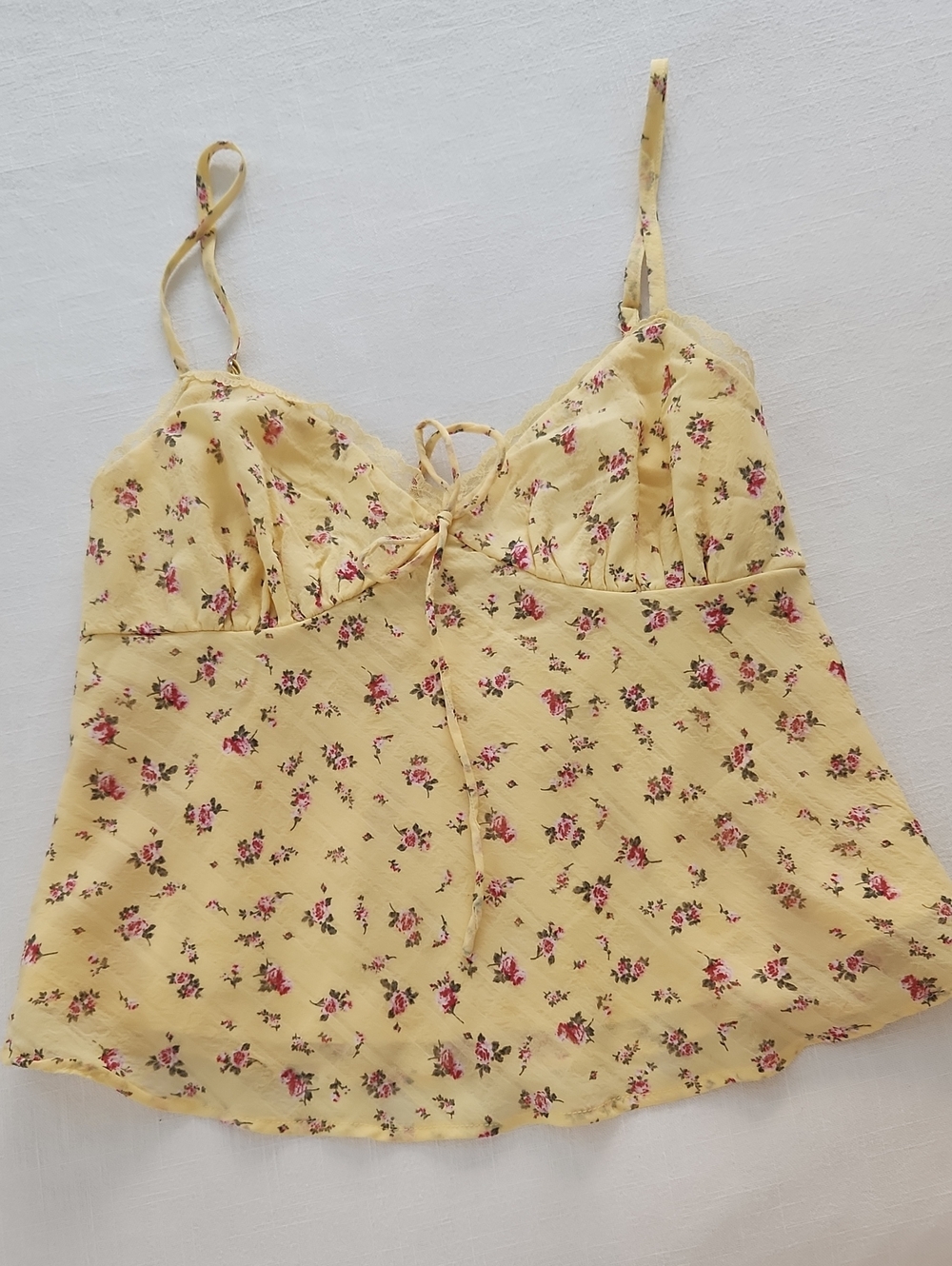 NWOT Yellow Floral Tie-Front Cami Top